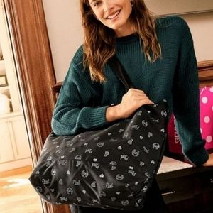 NWT PINK Victoria's Secret Black Tote Bag with Zip